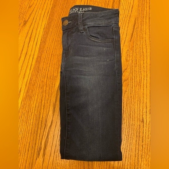 American Eagle Dark Wash Denim Super Low Stretch Skinny Jegging Jeans - Picture 16 of 16